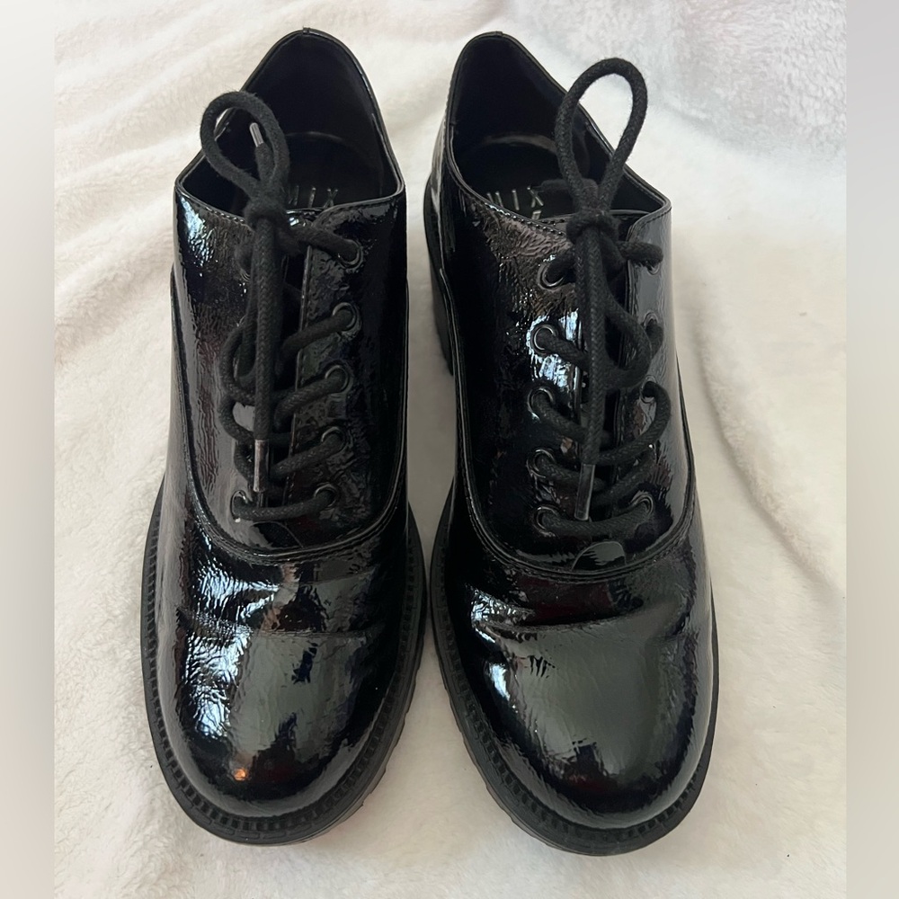 Mix No 6 Chunky Black Patent Leather Women's Shoes - Picture 2 of 5